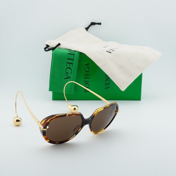 Bottega Veneta BV1436S 002 Square Sunglasses - Havana Gold/Brown main image 5